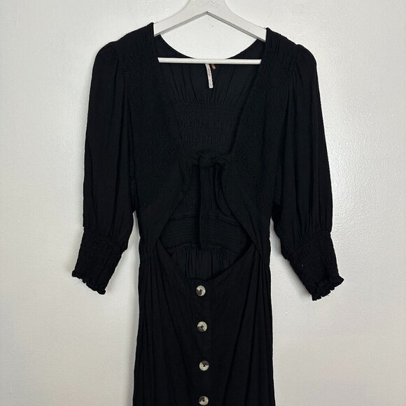 FREE PEOPLE String of Hearts Cutout Maxi Dress in Black Size Small - Picture 4 of 9